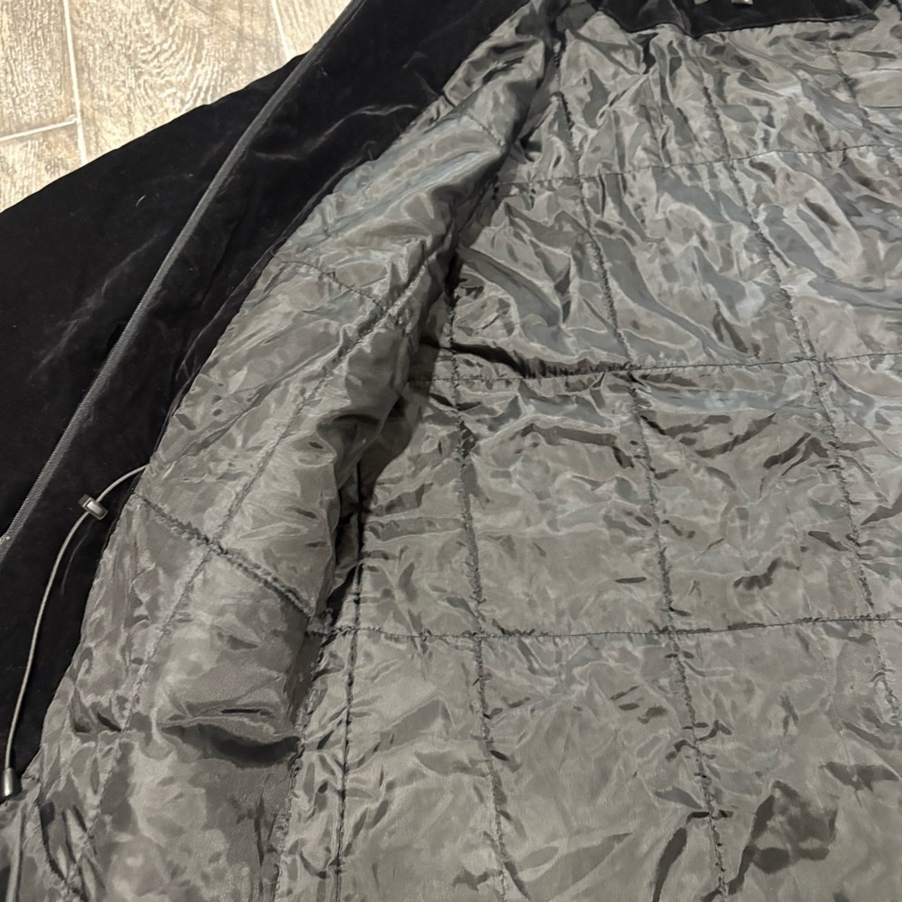 Vtg PORTRAIT Black Velvet Women’s Coat Hooded Sz‎ L Holiday 90s Classic Boho - Picture 10 of 15